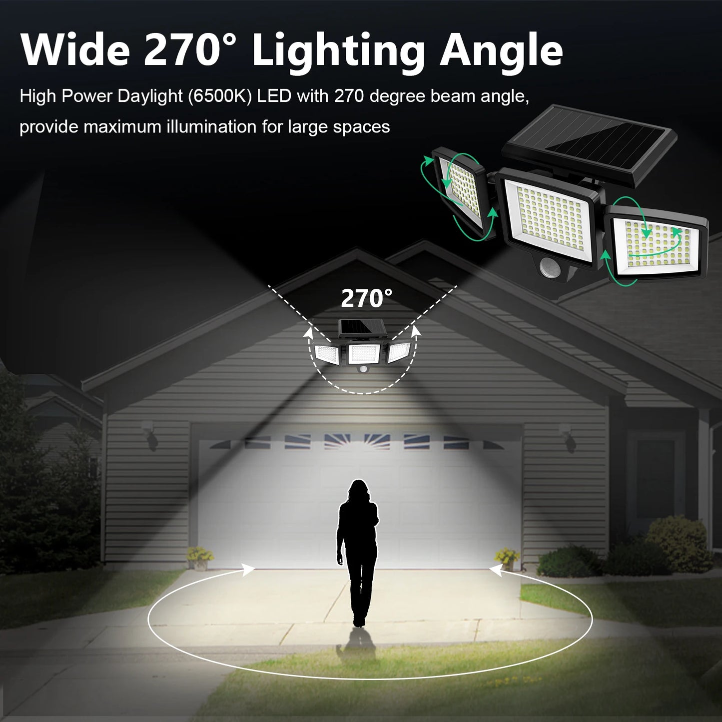 SZRSTH 3-Head Solar Outdoor Light With Motion Sensor Wireless Remote
