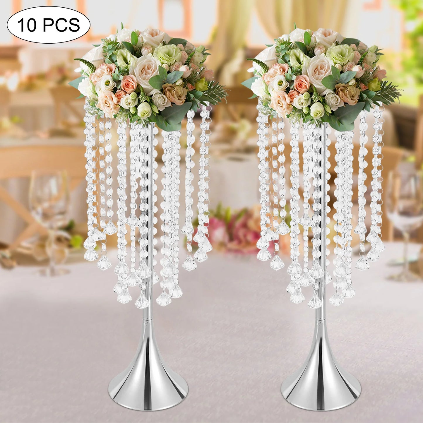 Elegant Acrylic Crystal Flower Centerpieces Set Of 10