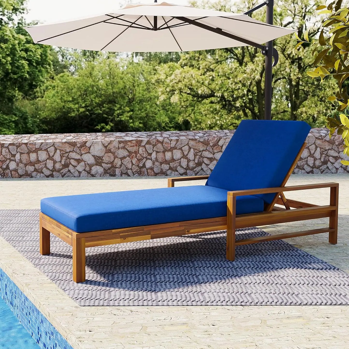 Outdoor 5-Position Adjustable Chaise Lounge Set With Steel Frame Cushions