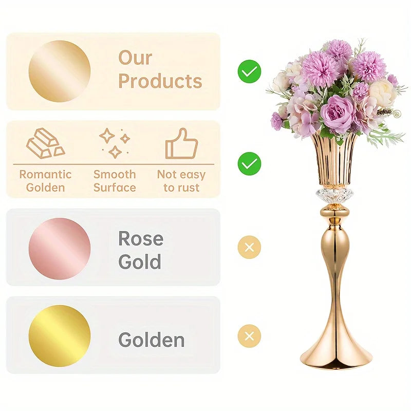 Crystal Flower Stands Set Metal Centerpieces For Table Decor