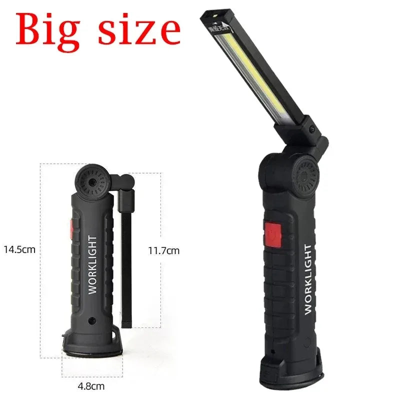 Folding COB Portable LED Work Light With Rechargeable Built In Battery