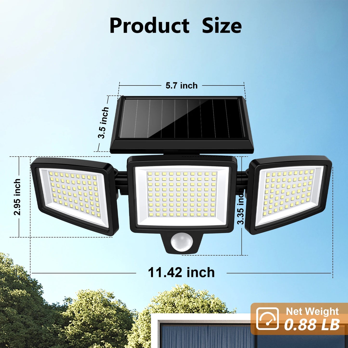 SZRSTH 3-Head Solar Outdoor Light With Motion Sensor Wireless Remote