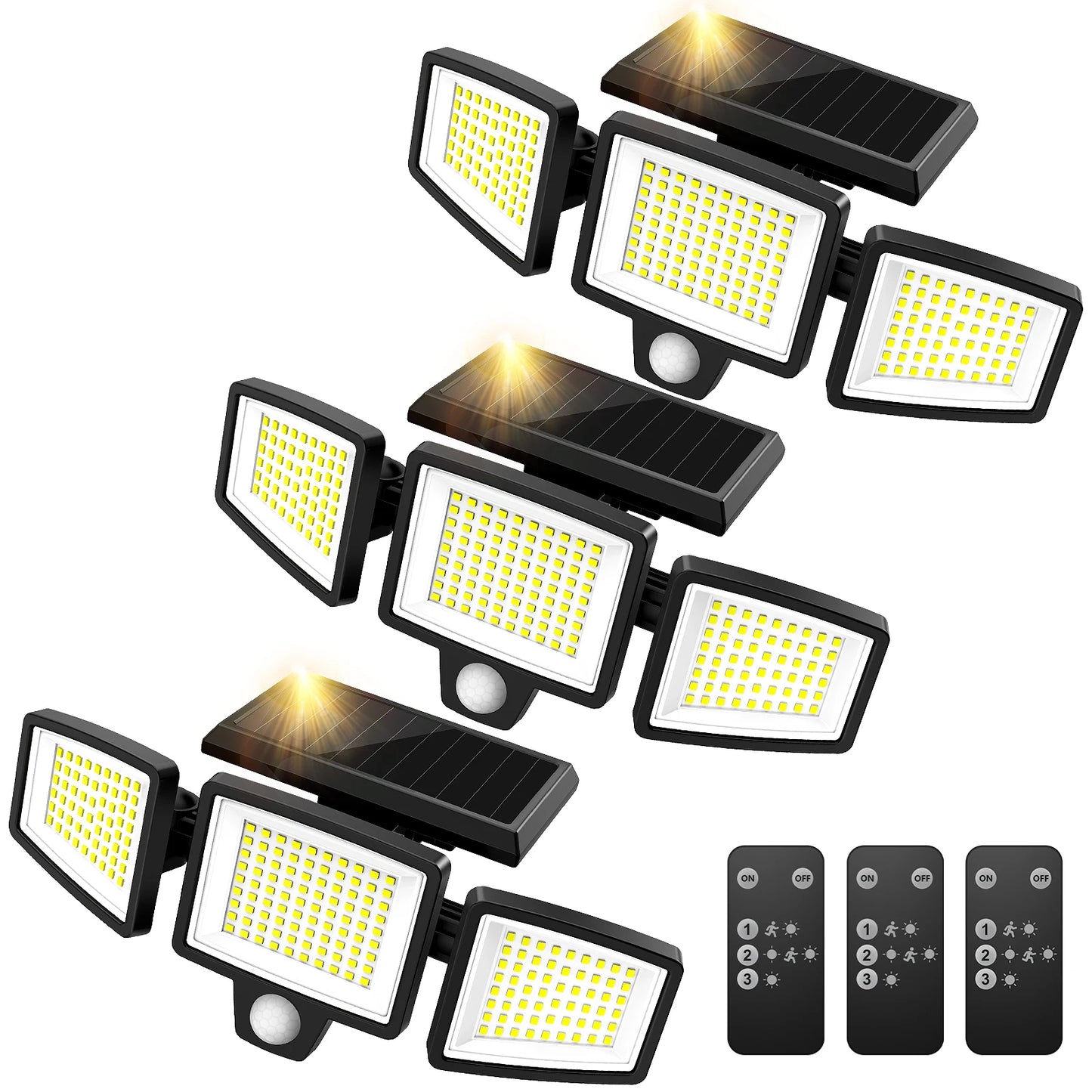 SZRSTH 3-Head Solar Outdoor Light With Motion Sensor Wireless Remote
