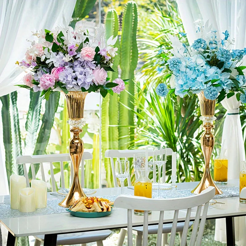 Crystal Flower Stands Set Metal Centerpieces For Table Decor