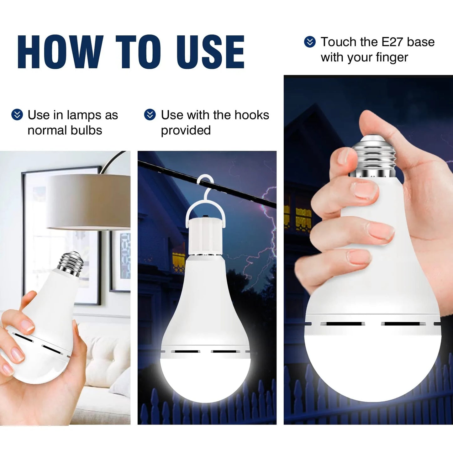 Rechargeable Emergency LED Bulb 9W 800 Lumens 6000K Daylight