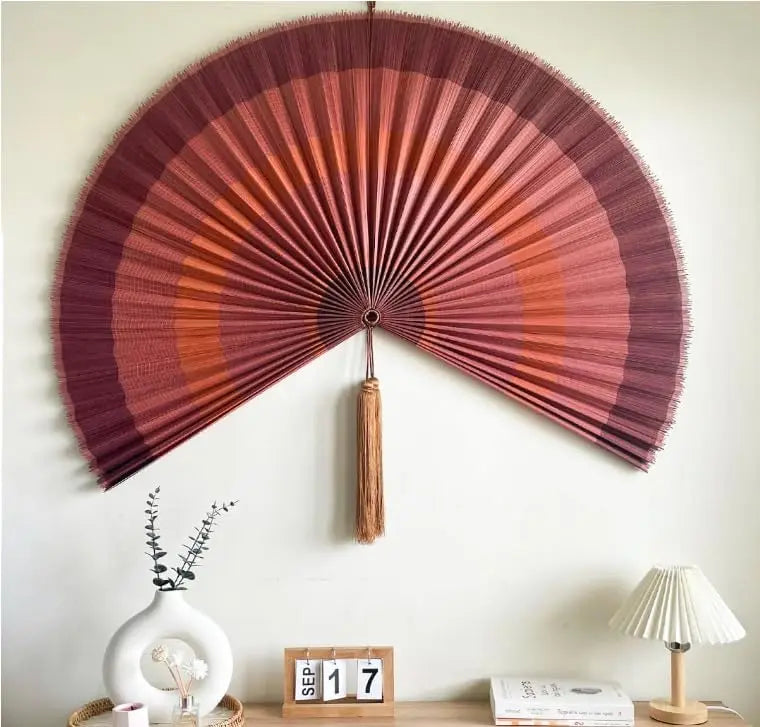Japanese Chinese Wall Fan Decor Boho Hanging Headboard