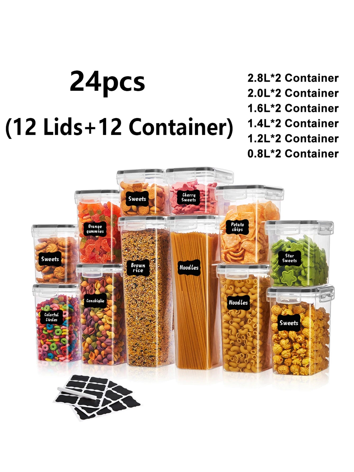 24-Piece Sealed Food Storage Containers With Lids For Pantry Organization