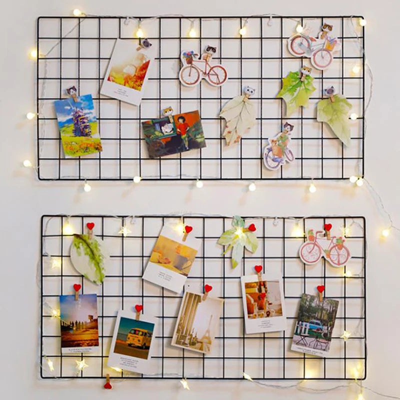 Metal Wall Grid Photo Frame And Postcards Storage Organizer