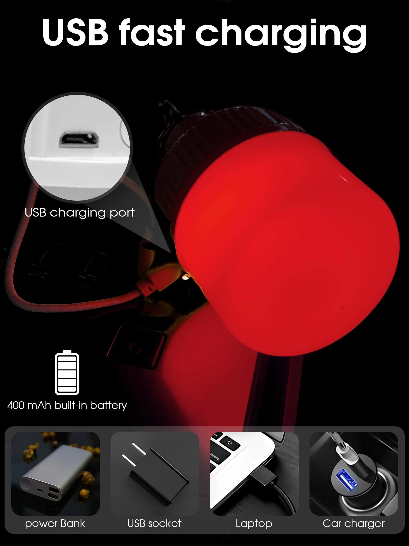Portable USB Rechargeable LED Camping Light With Emergency Mode