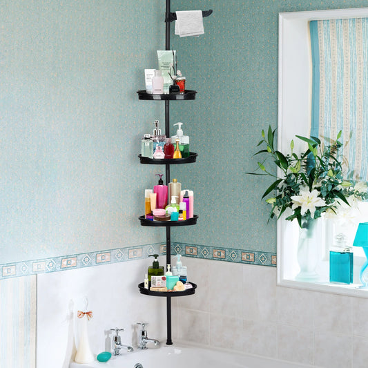 HiMISS Corner Shower Caddy With Tension Pole 4-Tier Shelves