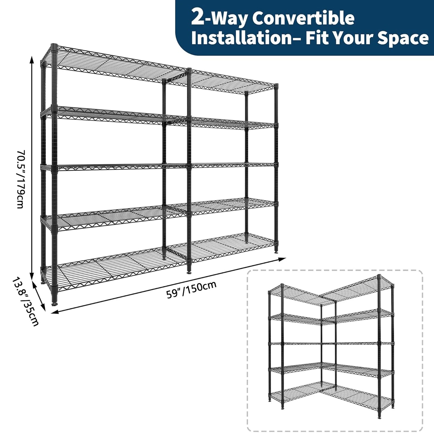 TWISTER.CK Heavy Duty 5-Tier Metal Shelving Unit Storage