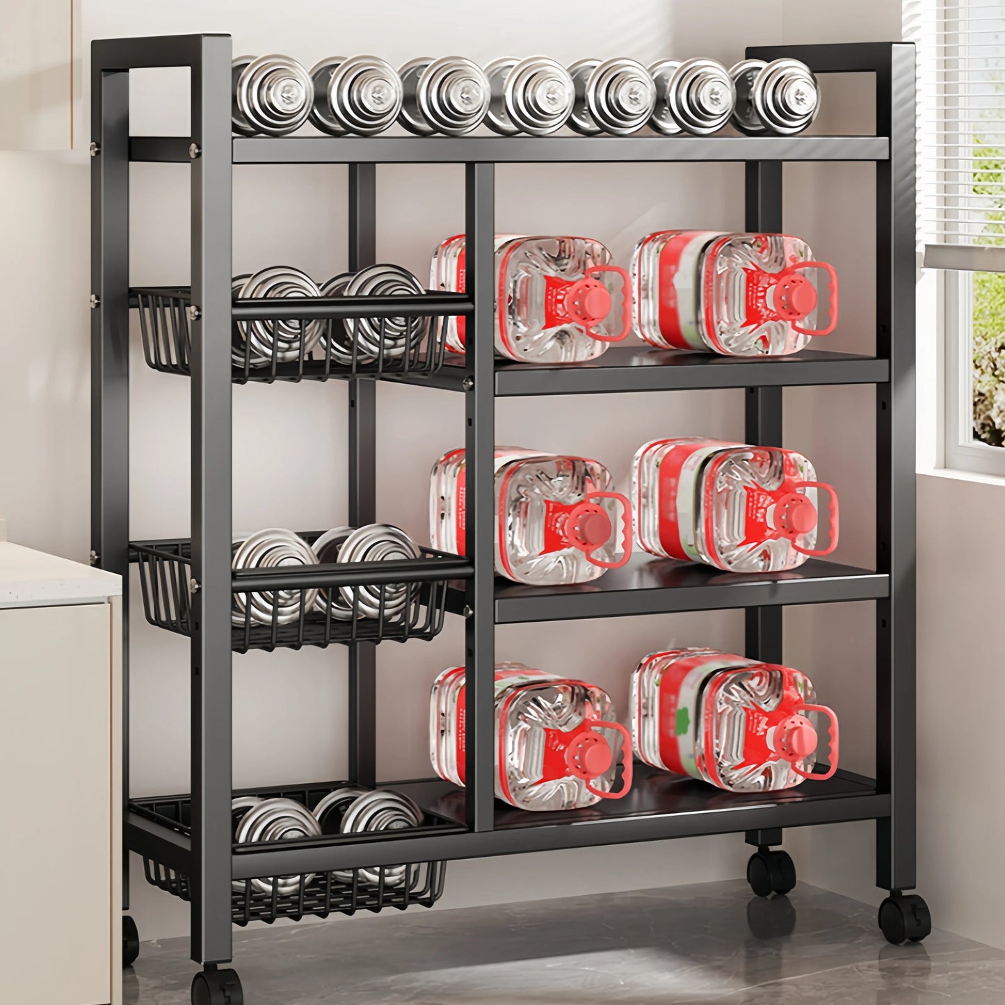 Removable Cabinet Storage Rack Four Tier Metal Kitchen Organizer