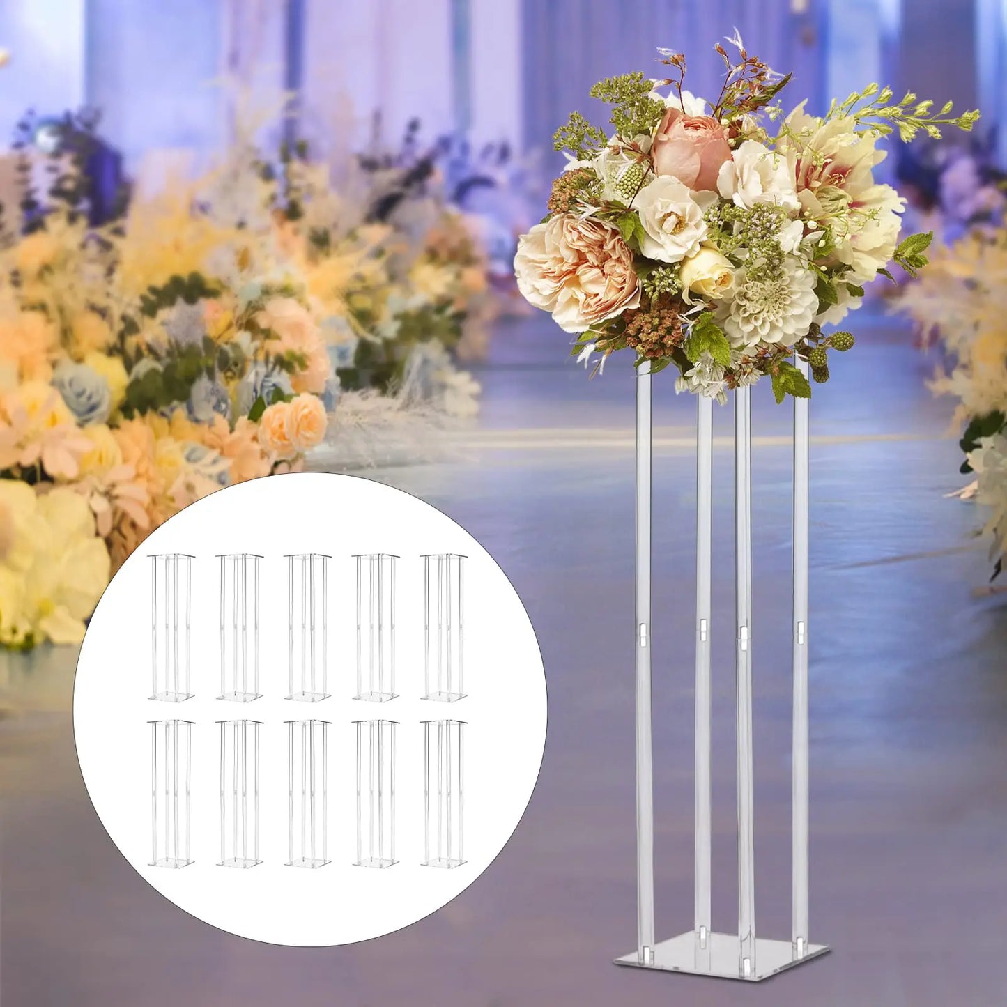 Acrylic Vase Column Stand Centerpiece for Wedding Decoration