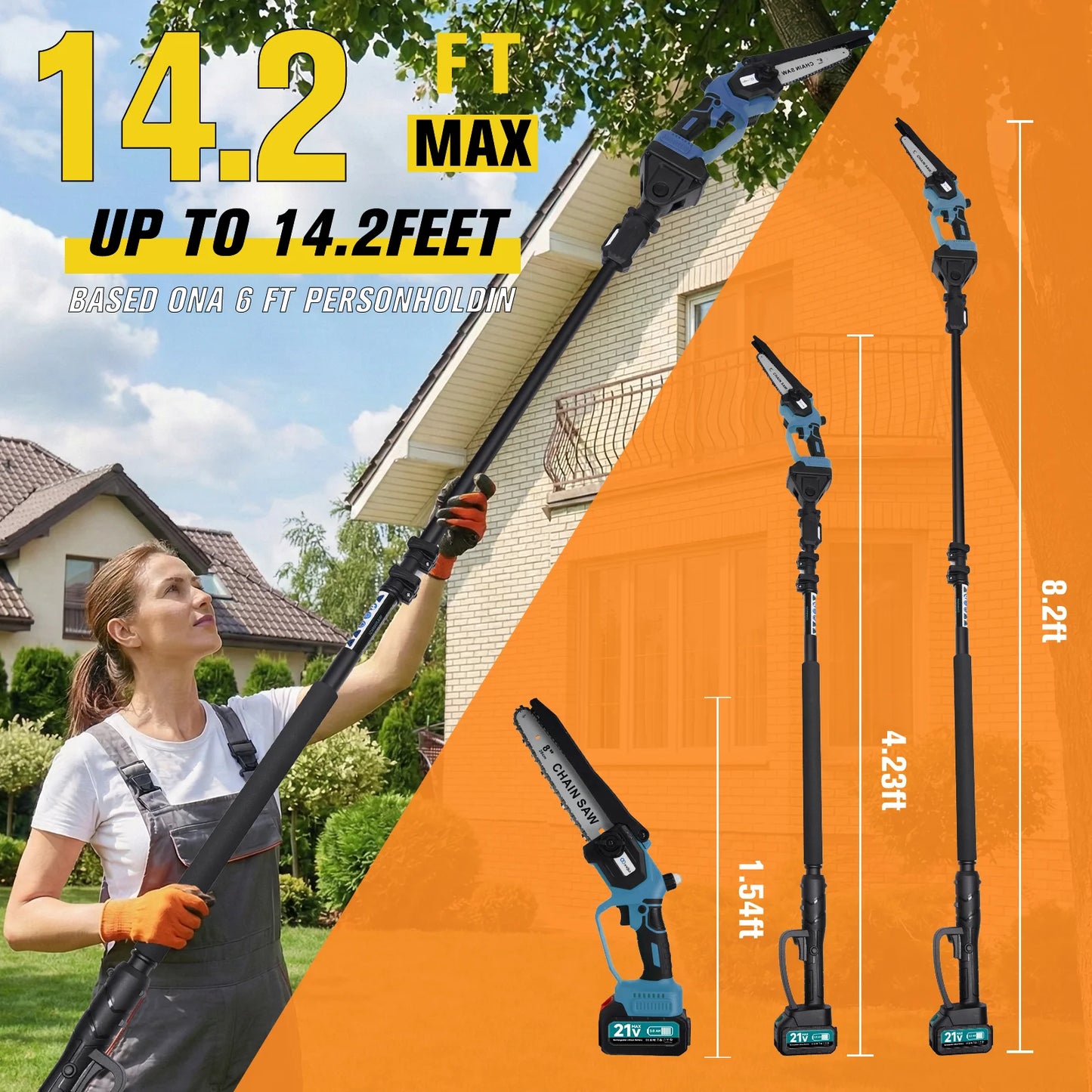 XYSD Two In One Cordless Pole Saw And Mini Chainsaw