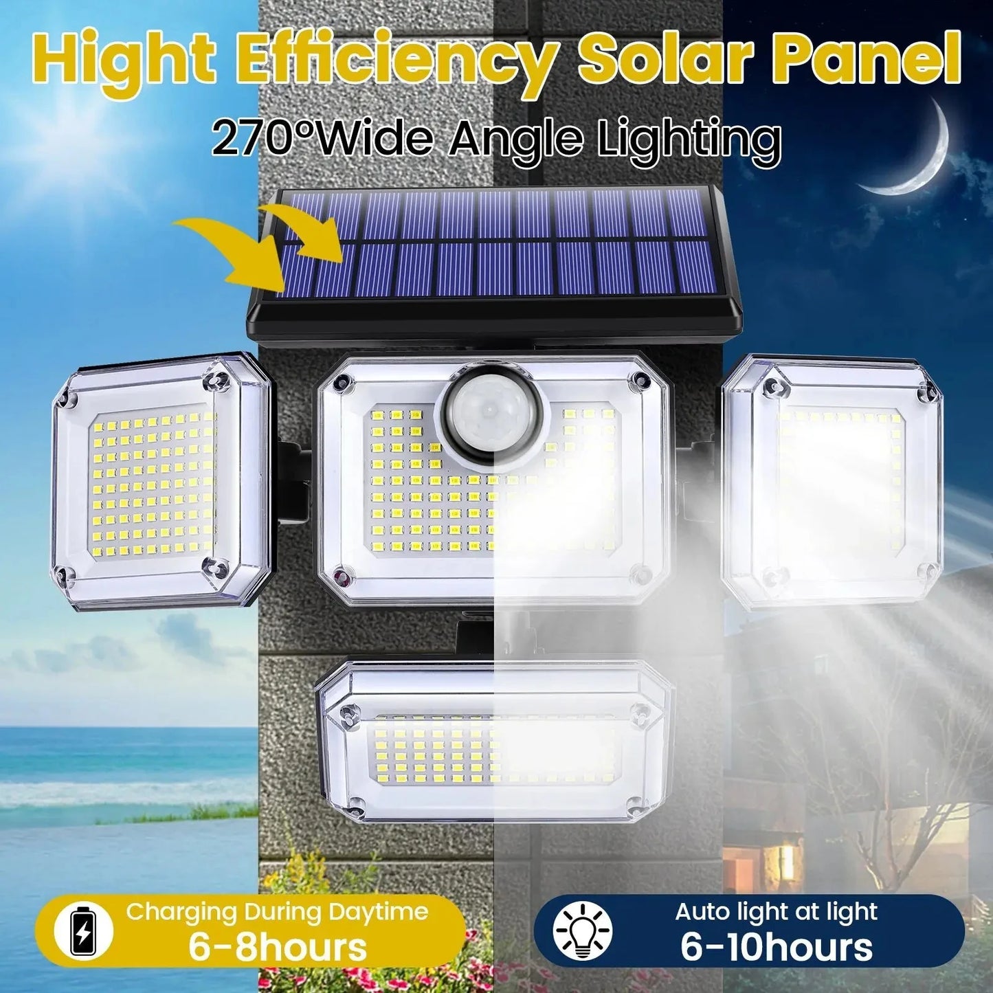 Solar Wall Lamp Outdoor Motion Sensor Spotlight 122 LED Waterproof