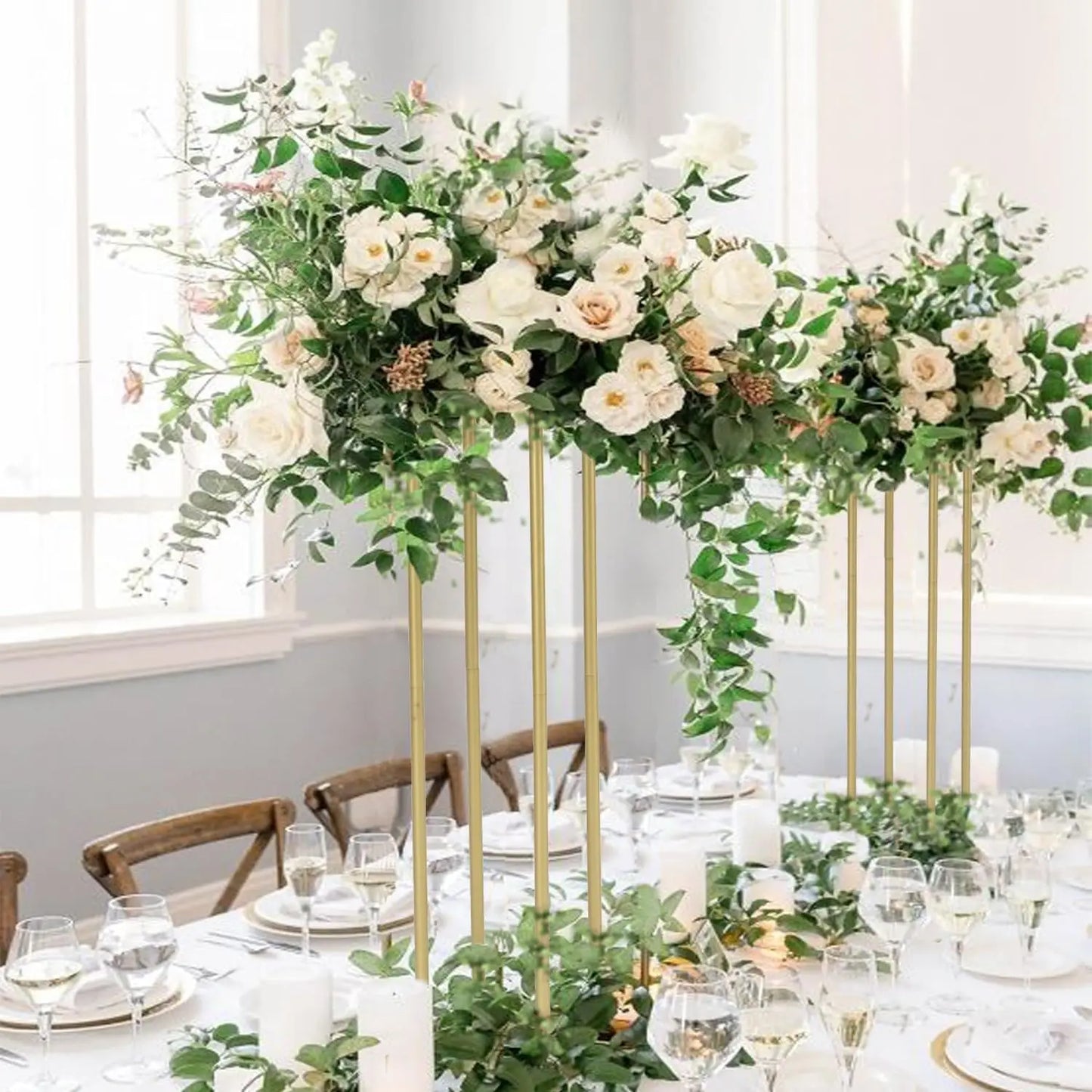 Set Of 8 Metal Wedding Flower Stands Geometric Centerpieces