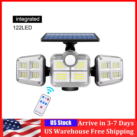 Solar Wall Lamp Outdoor Motion Sensor Spotlight 122 LED Waterproof