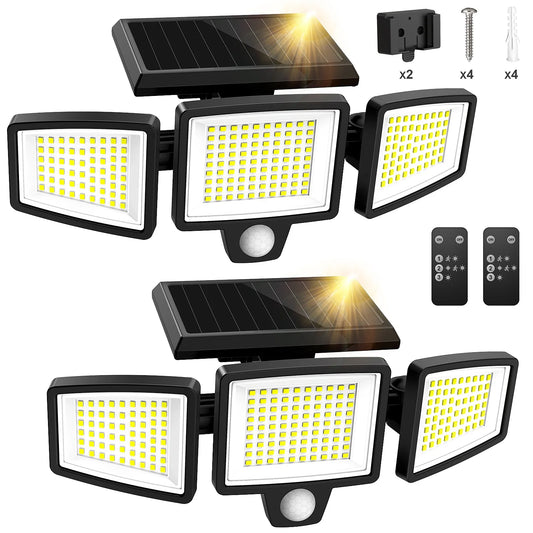 SZRSTH 3-Head Solar Outdoor Light With Motion Sensor Wireless Remote