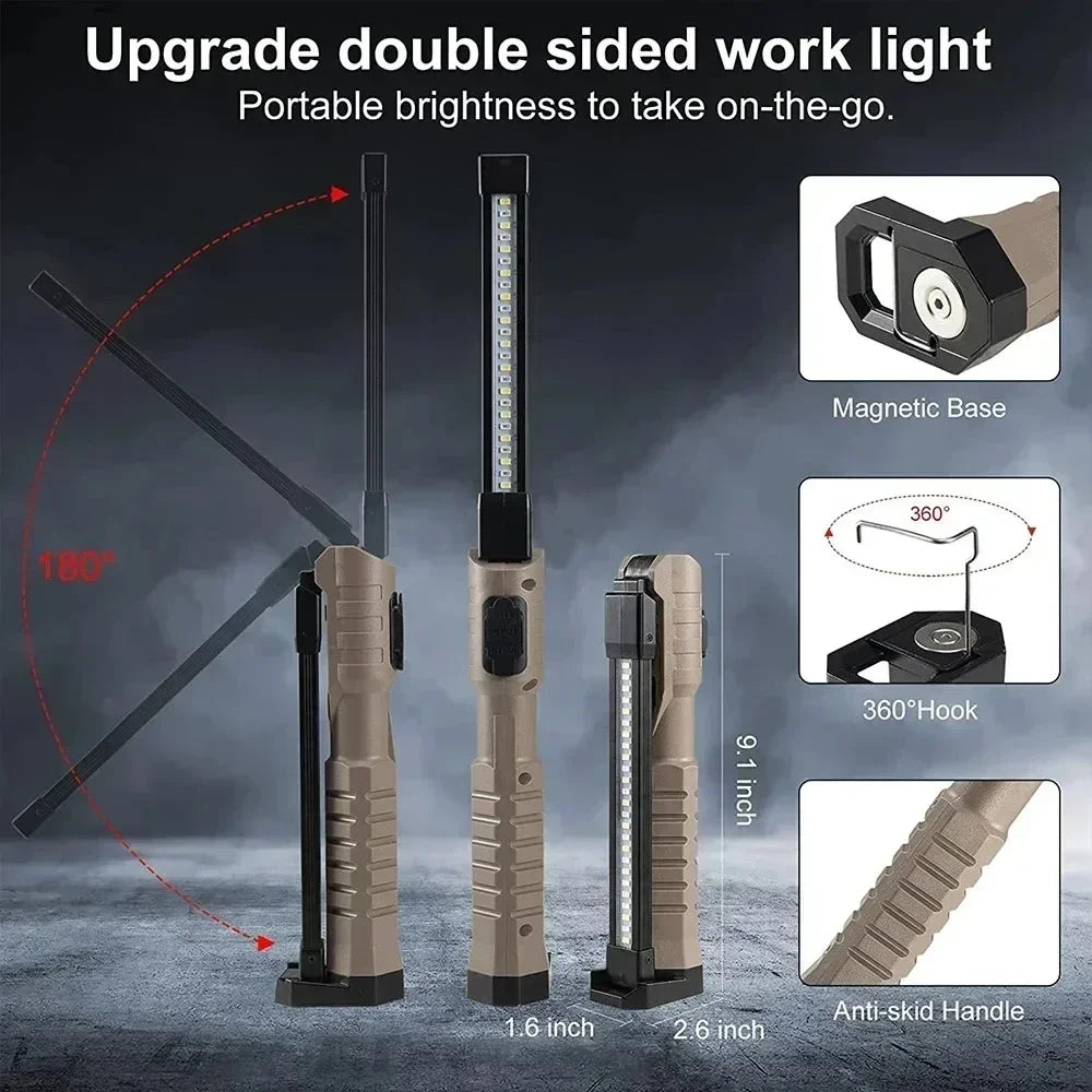 Folding COB Portable LED Work Light With Rechargeable Built In Battery