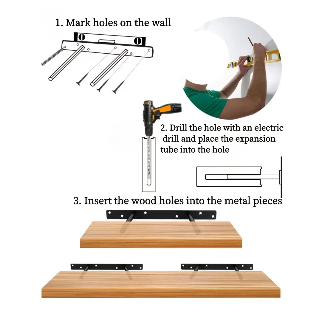 Wooden Wall Mounted Shelf For Living Room Modern Minimalist Design