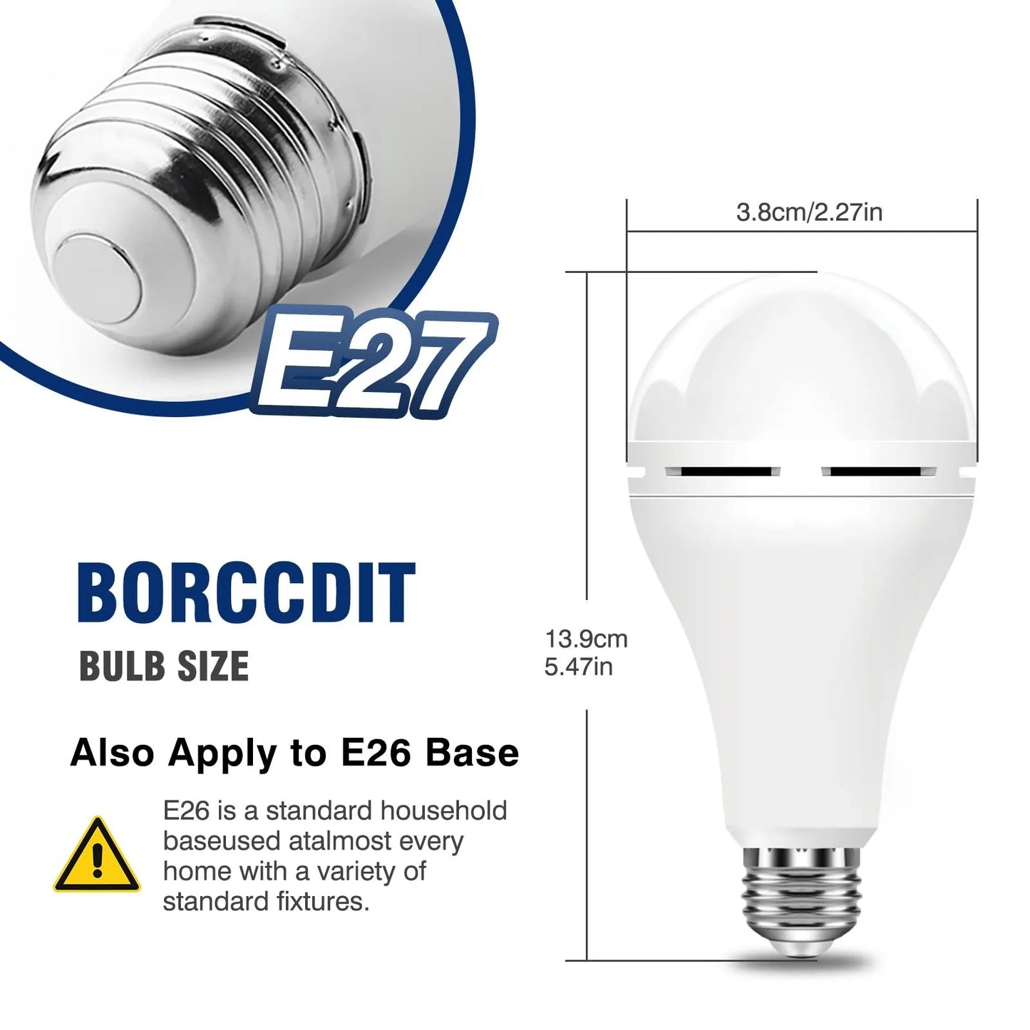 Rechargeable Emergency LED Bulb 9W 800 Lumens 6000K Daylight