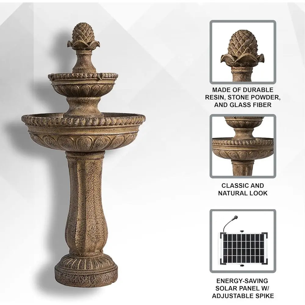 Two Tier Outdoor Water Fountain With Pump For Garden Decor