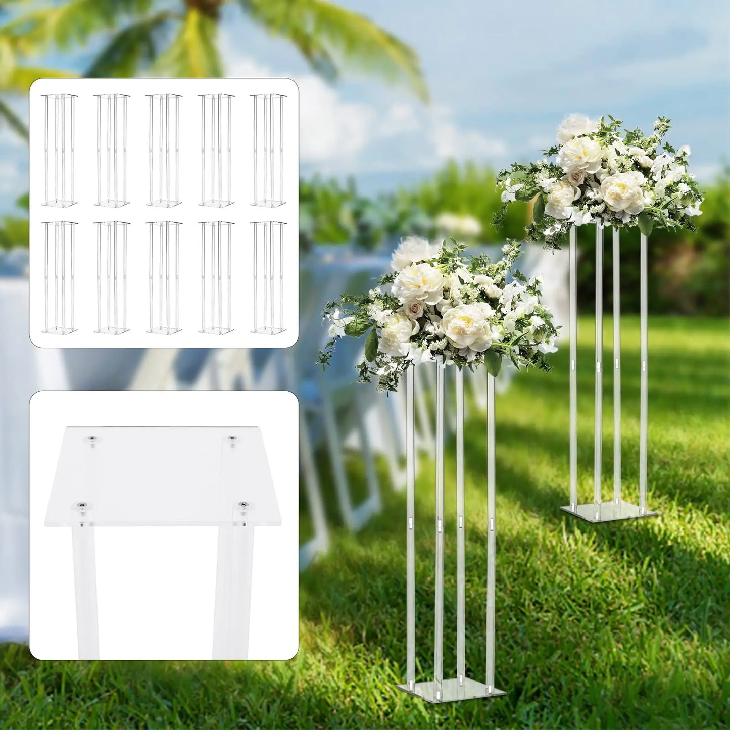 Acrylic Vase Column Stand Centerpiece for Wedding Decoration