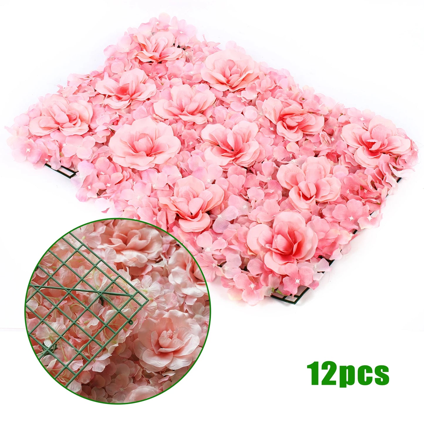 NONECN Roses And Hydrangea Wall Backdrop Panels For Wedding