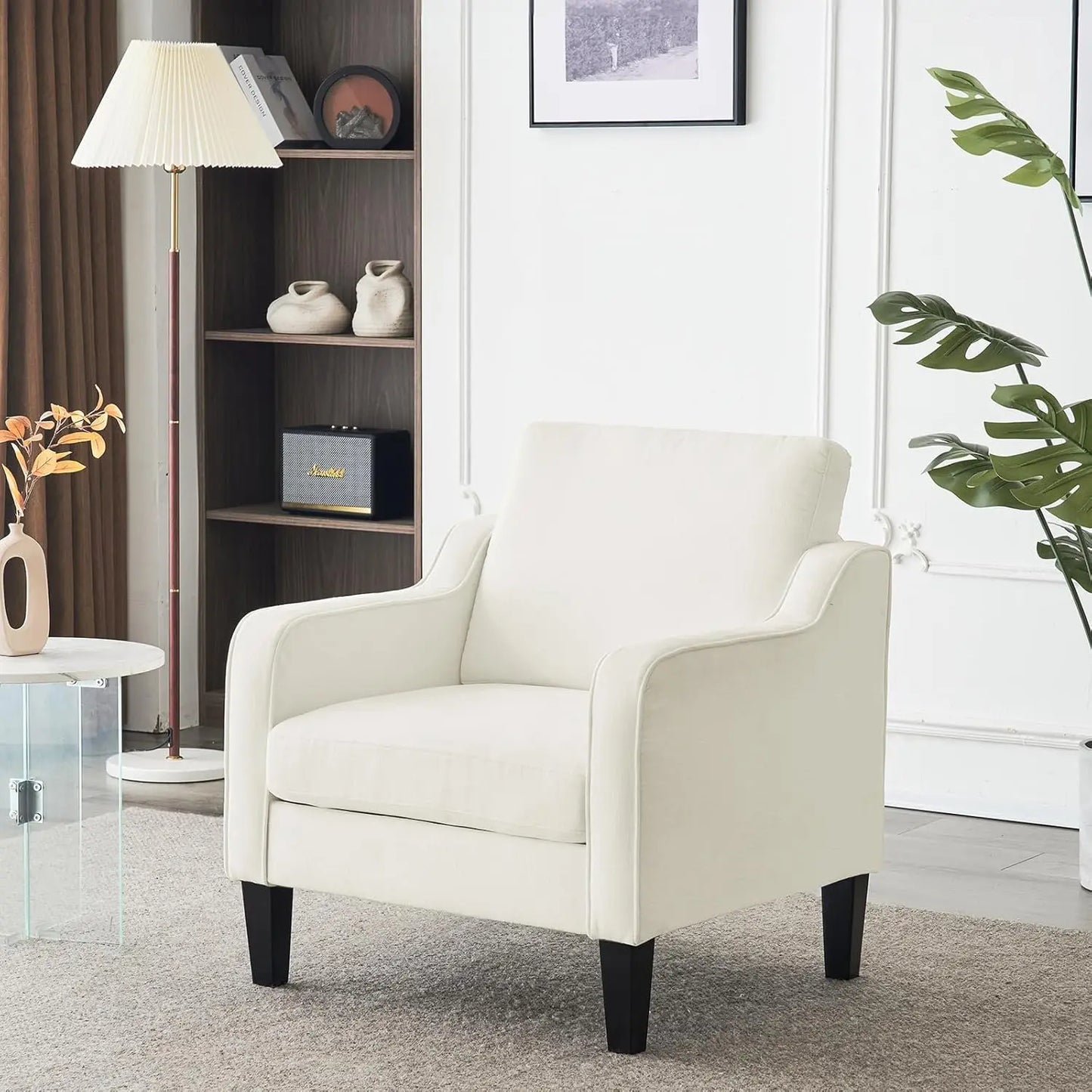 Mid Century Modern Accent Chair Fabric Upholstered Armchair For Living Room