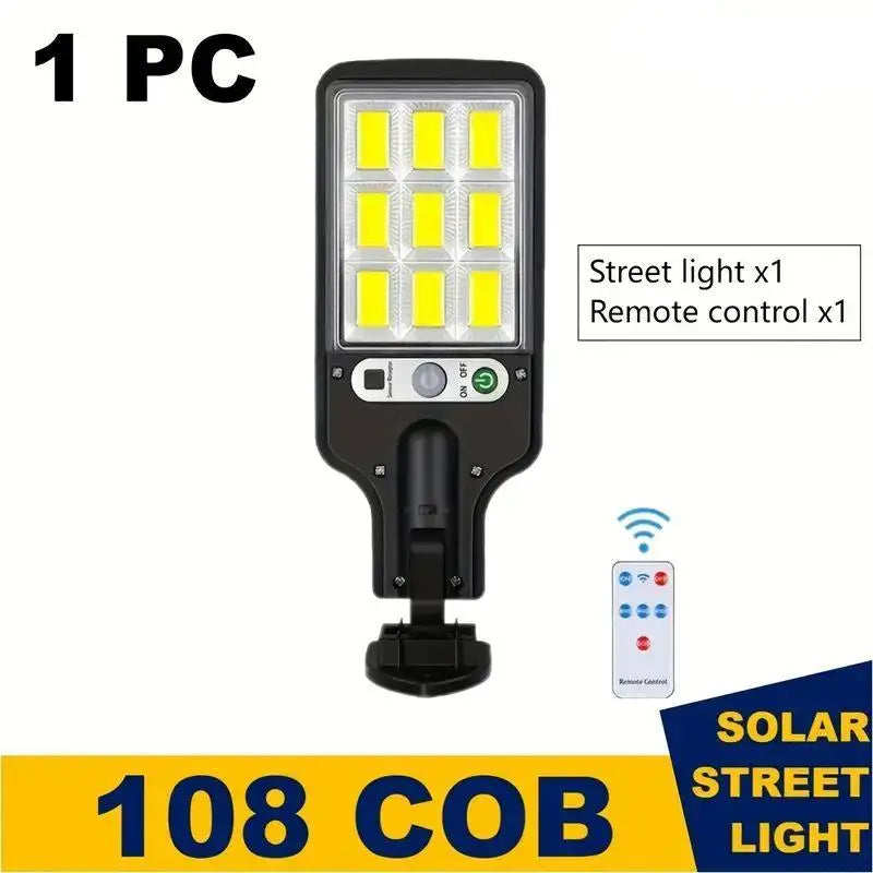 Solar Street Lights 108 COB LED Outdoor With Remote Motion Sensor 3 Modes IP65