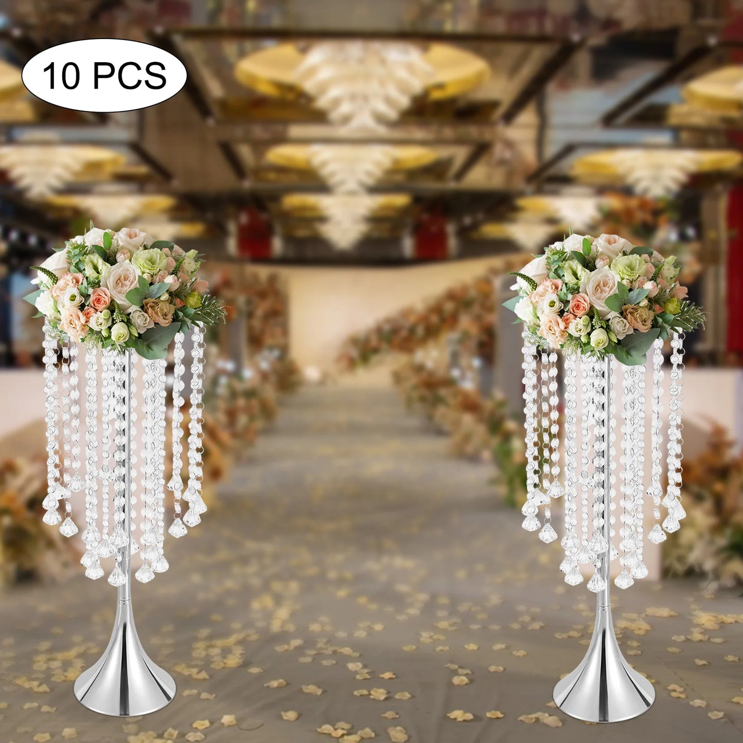 Elegant Acrylic Crystal Flower Centerpieces Set Of 10