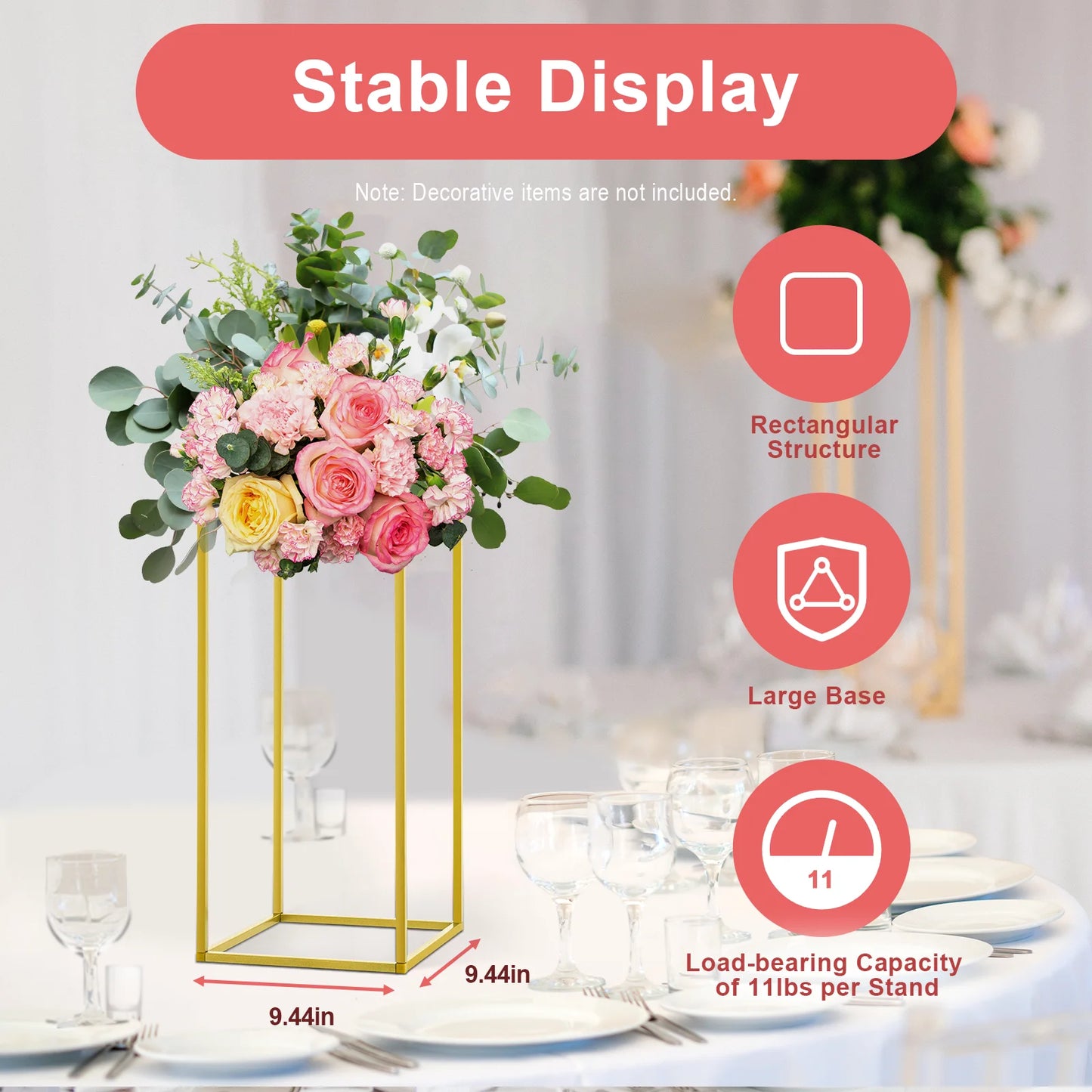 10 Piece Metal Flower Stand Set For Floor Wedding Decor