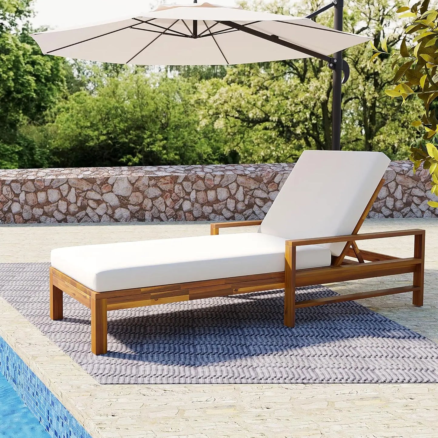 Outdoor 5-Position Adjustable Chaise Lounge Set With Steel Frame Cushions