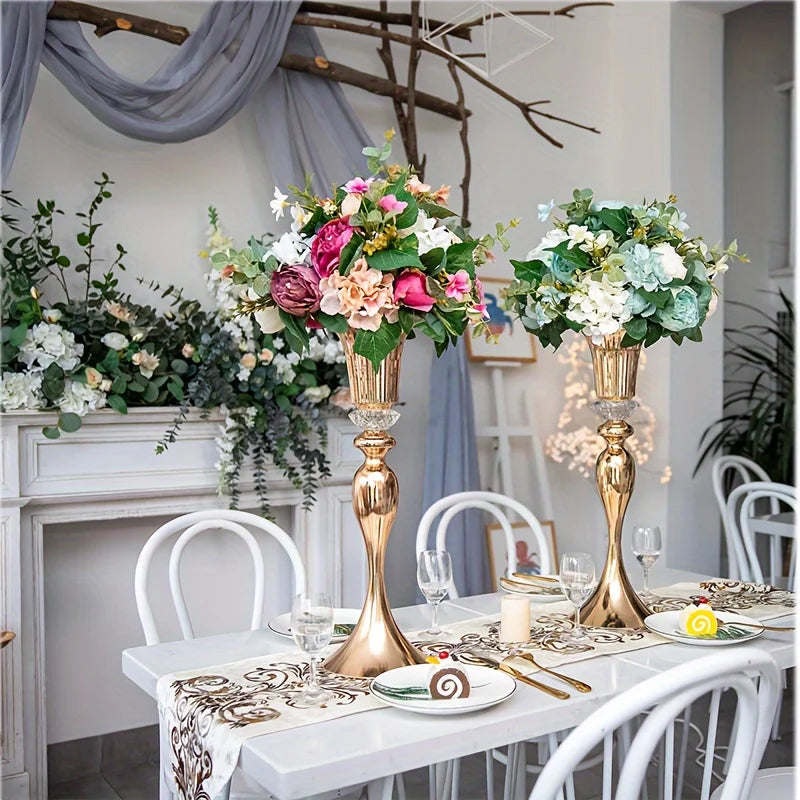 Crystal Flower Stands Set Metal Centerpieces For Table Decor