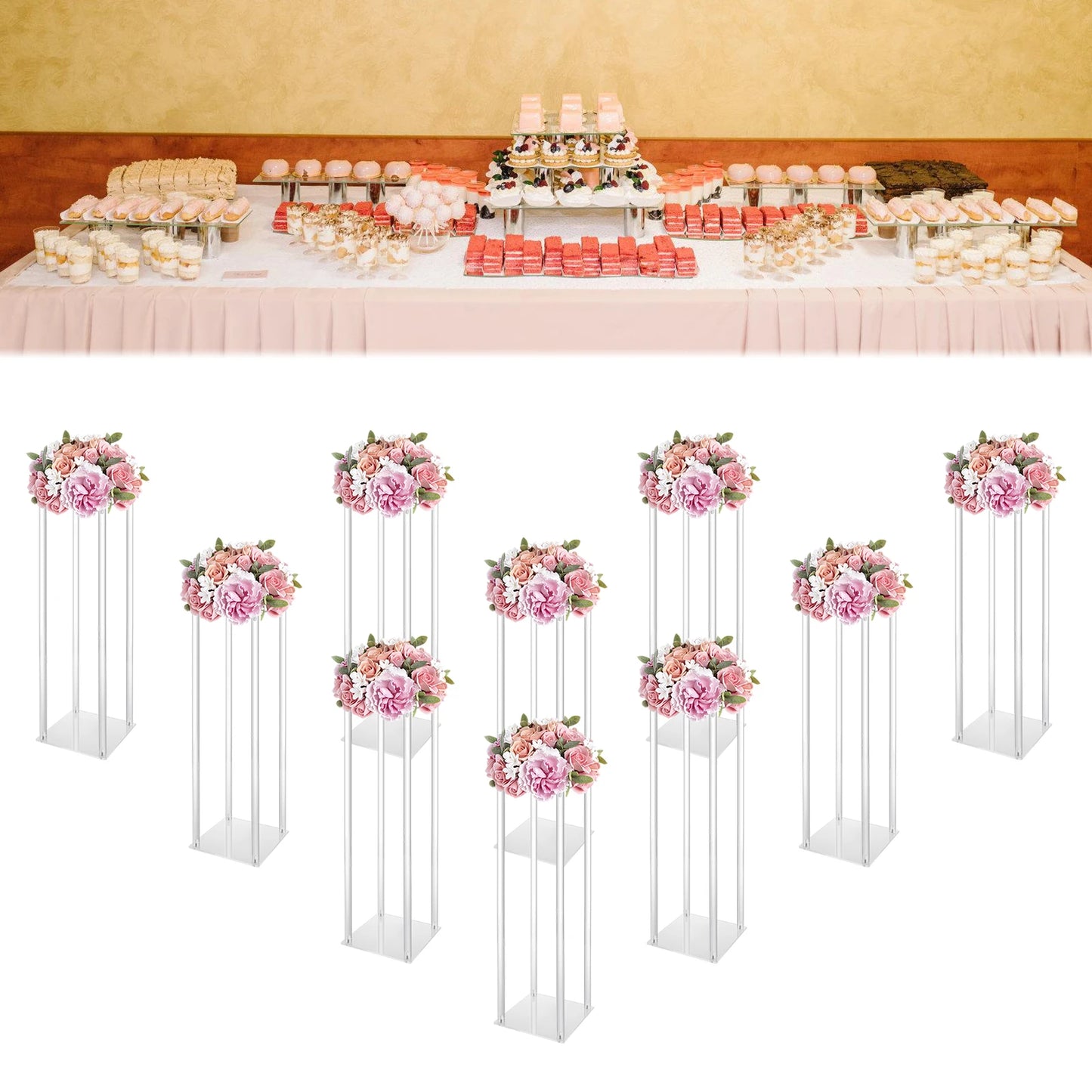 Acrylic Vases Wedding Centerpieces Flower Stands Set