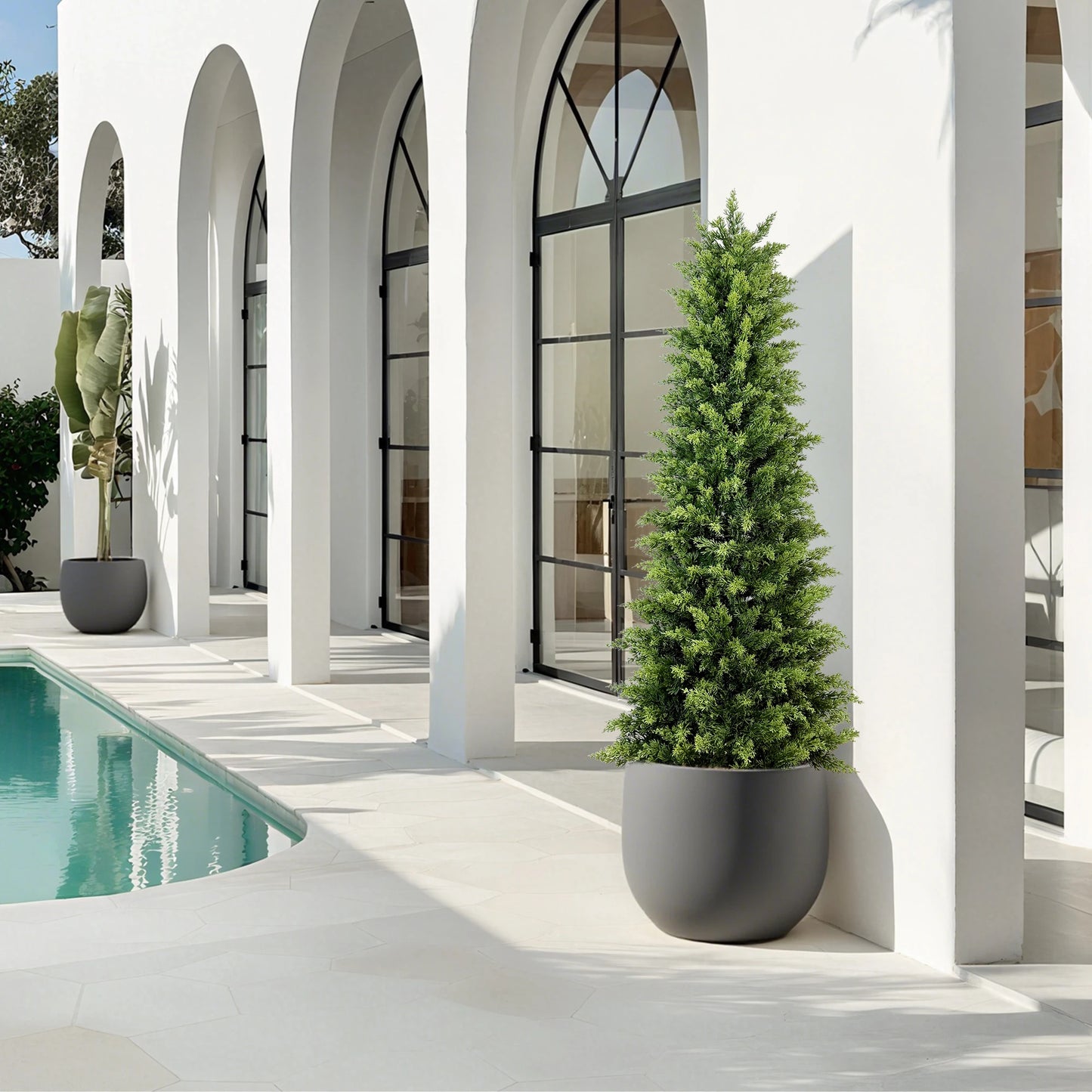 NONECN Artificial Cypresses Tree Tall Faux Plant Indoor Outdoor Home Decor