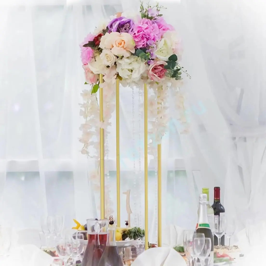 Set Of 8 Metal Wedding Flower Stands Geometric Centerpieces