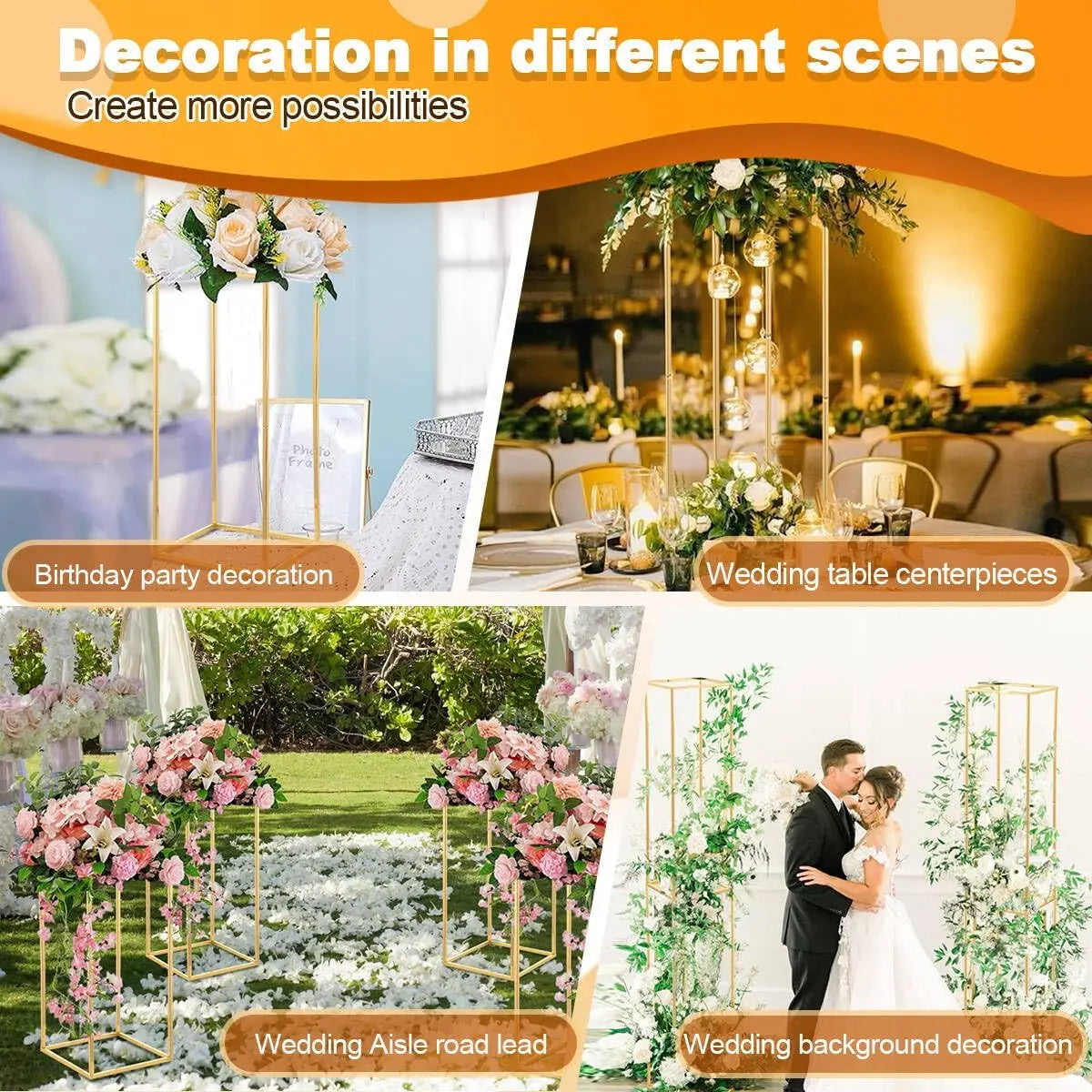 Metal Flower Vase Table Centerpiece For Weddings And Parties