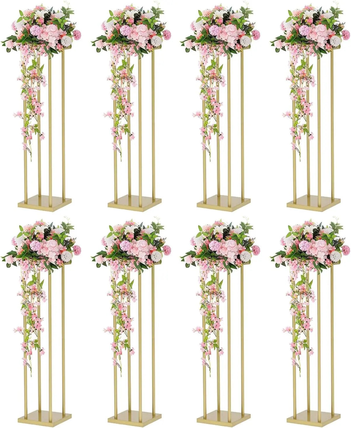 Set Of 8 Metal Wedding Flower Stands Geometric Centerpieces