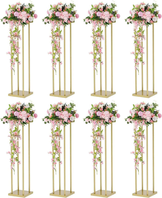 Set Of 8 Metal Wedding Flower Stands Geometric Centerpieces