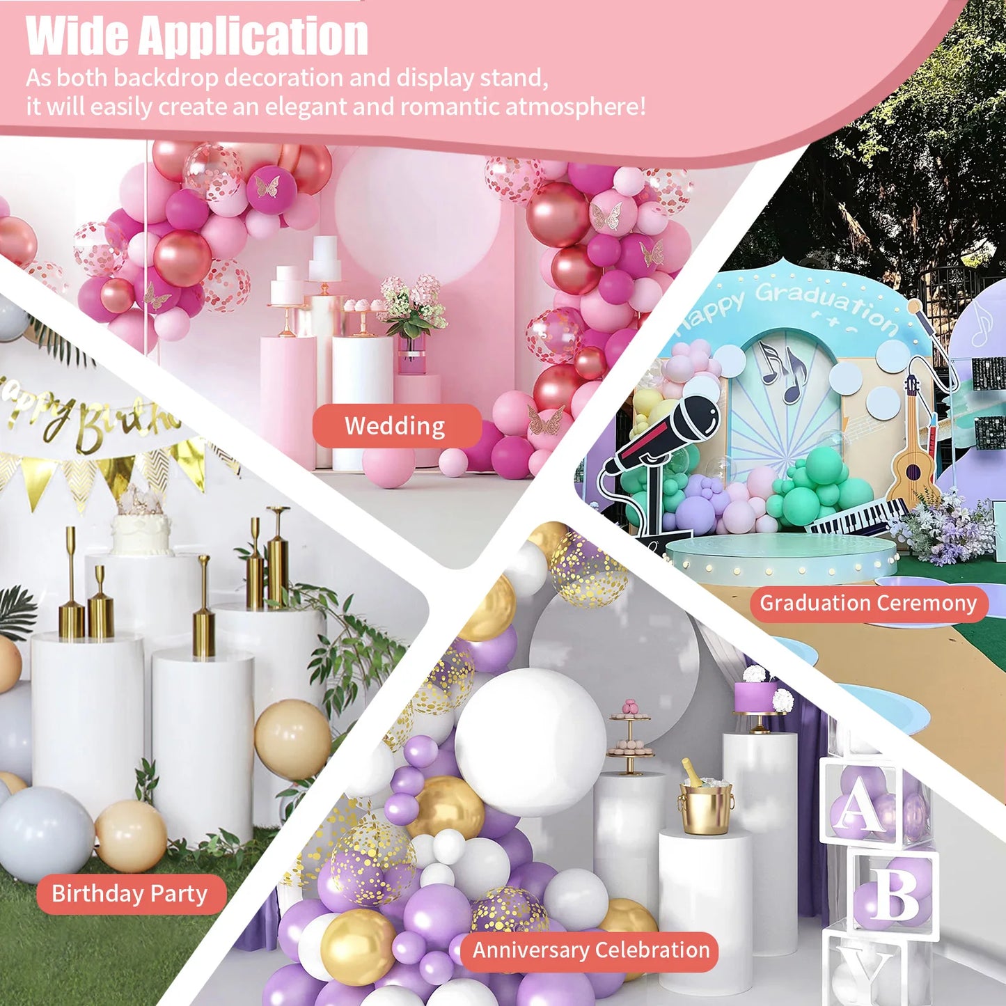 Three-Piece Cylindrical Dessert Stand Multi-Tier Cake Tower Wedding Display