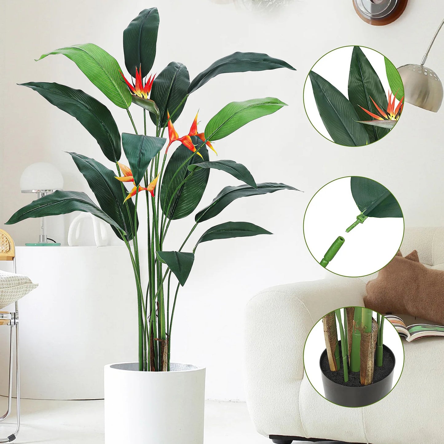 HiMISSCN 2Pcs Artificial Bird Of Paradise Plants For Home Decor