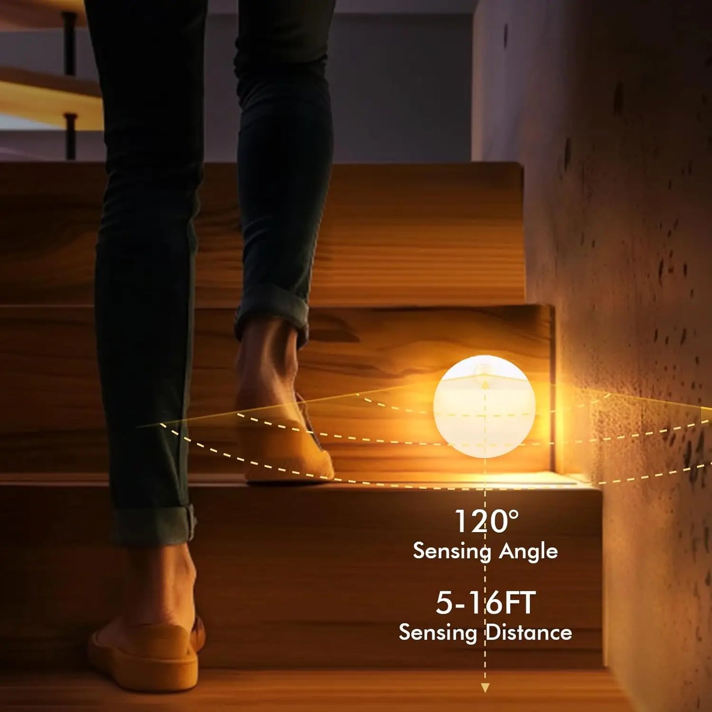 Motion Sensor Stair Lights 3 Pack Battery Operated LED Lamps