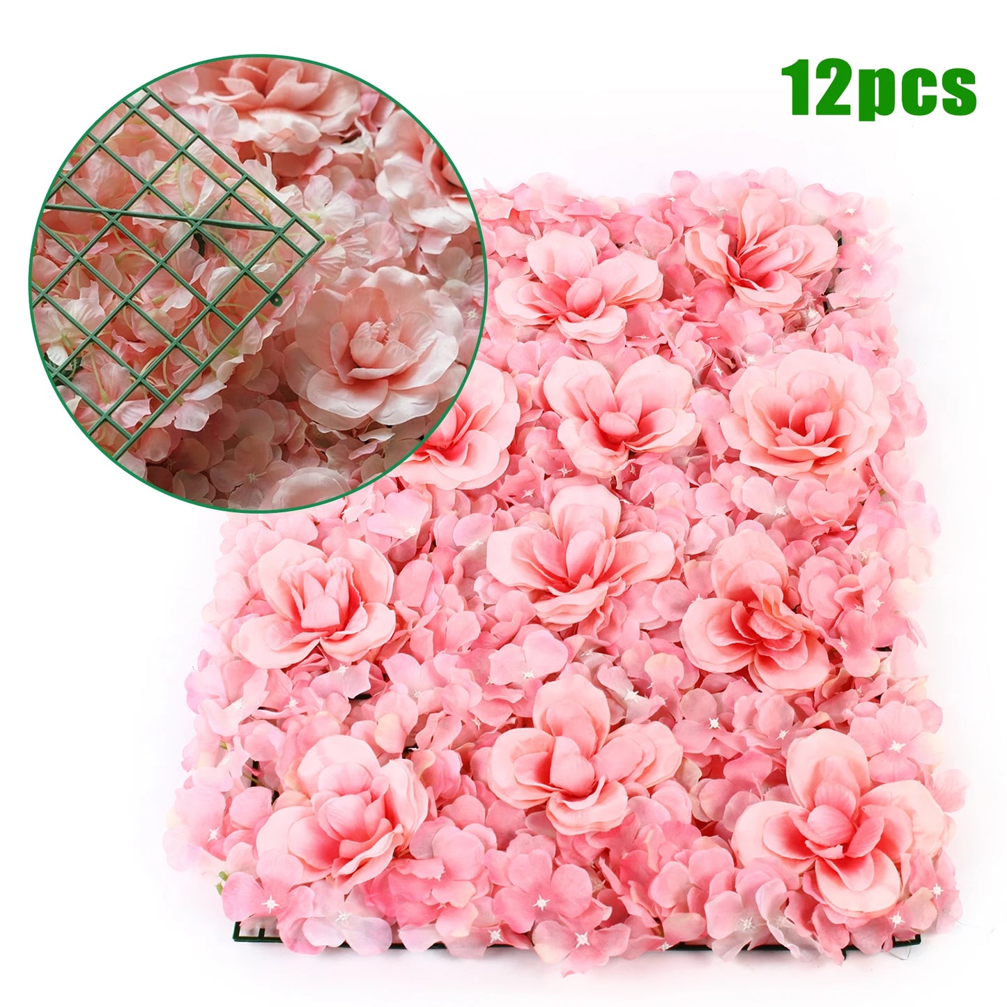 NONECN Roses And Hydrangea Wall Backdrop Panels For Wedding