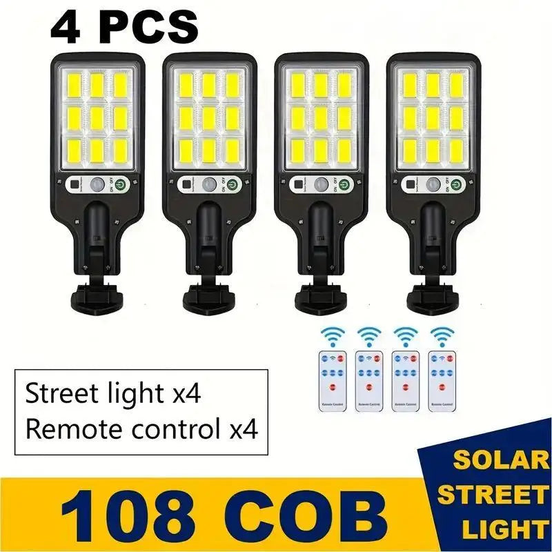 Solar Street Lights 108 COB LED Outdoor With Remote Motion Sensor 3 Modes IP65