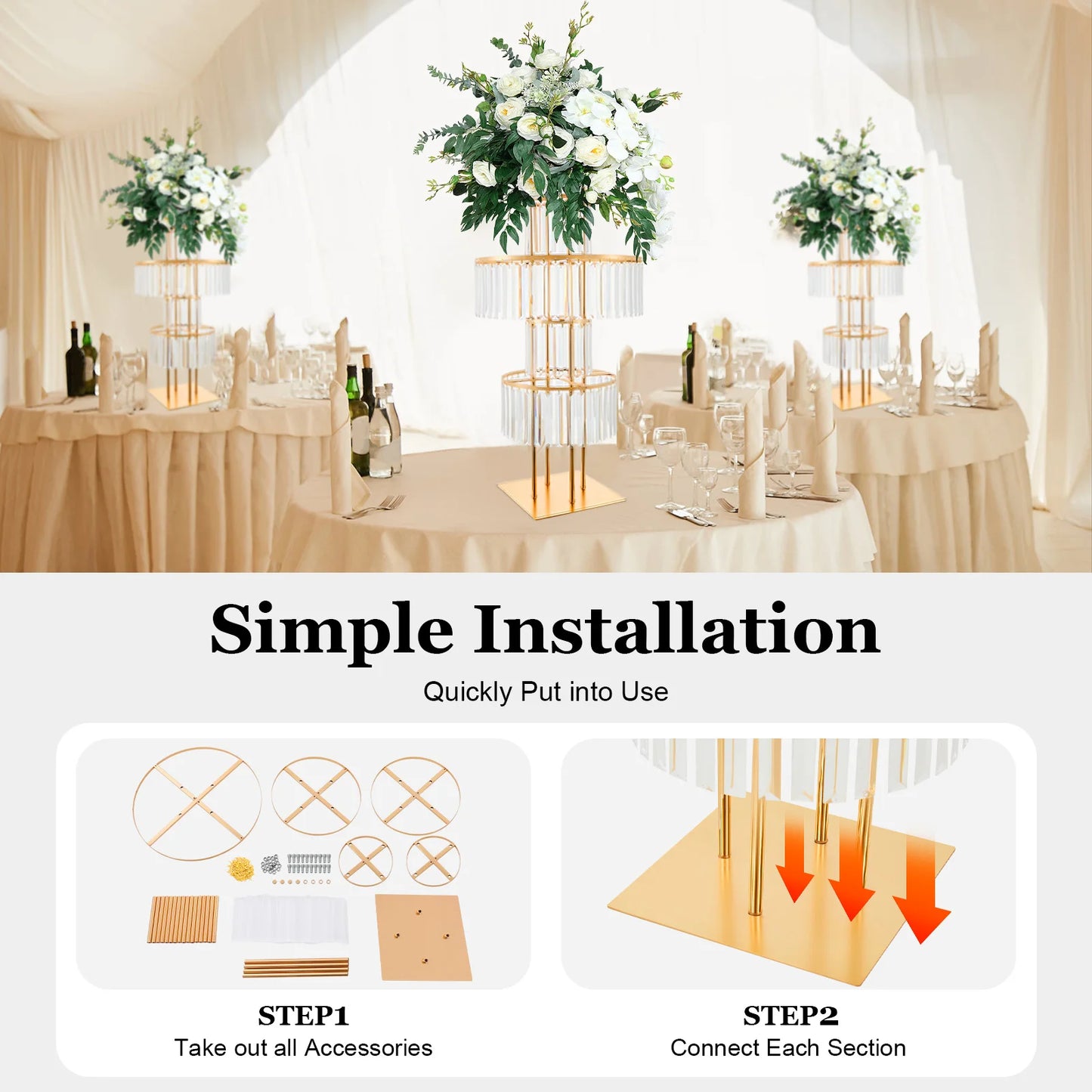 Acrylic Crystal Flower Stand For Wedding Centerpieces