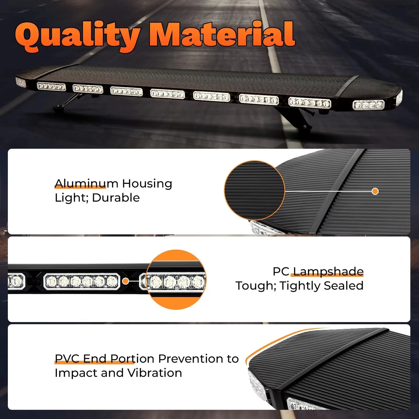 Bymaocar 108 LED Amber White Emergency Light Bar For Construction