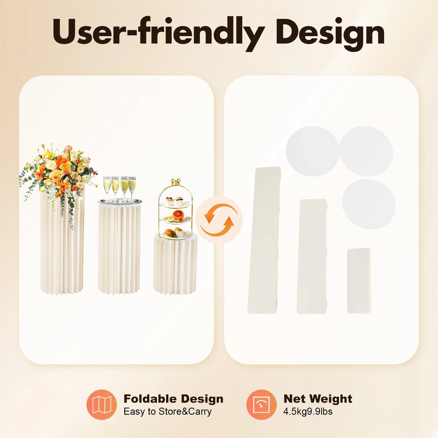 Foldable Cardboard Flower Stands Set of 3 for Wedding Centerpieces