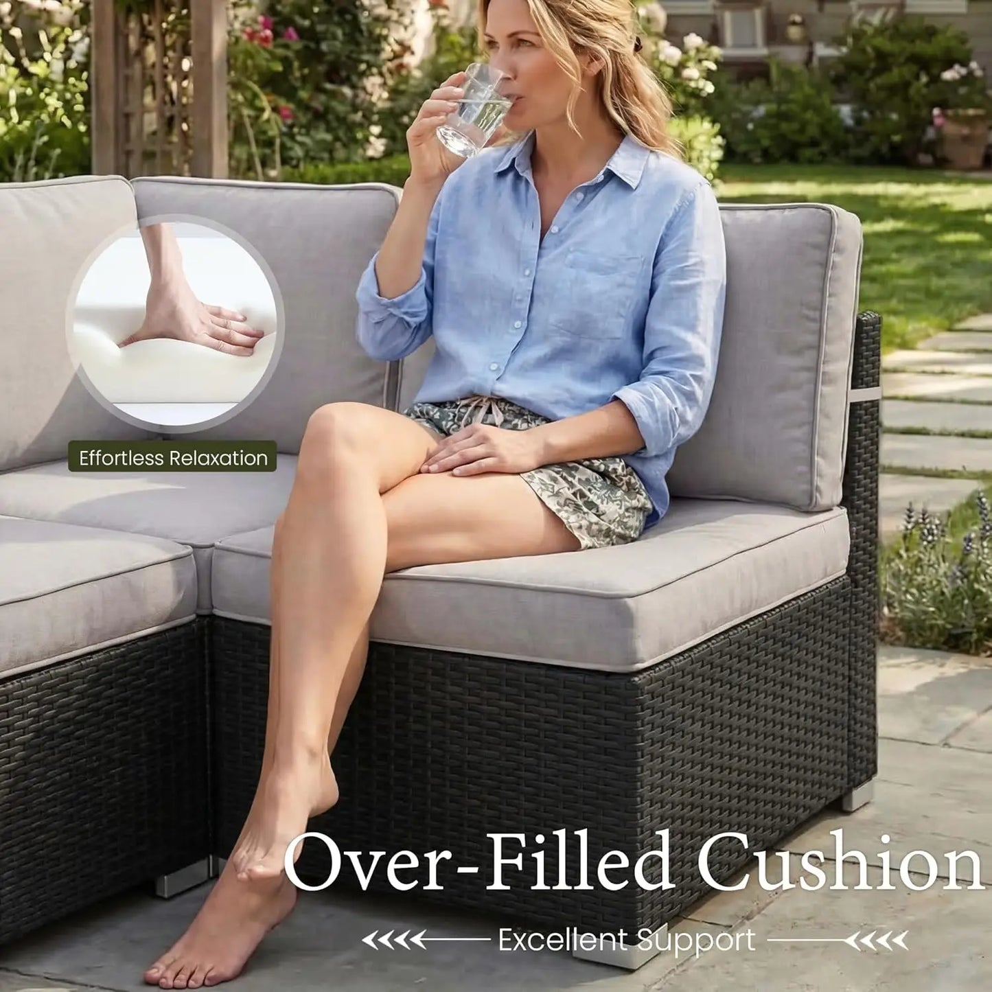 15 Piece Patio Set With Fire Pit Table