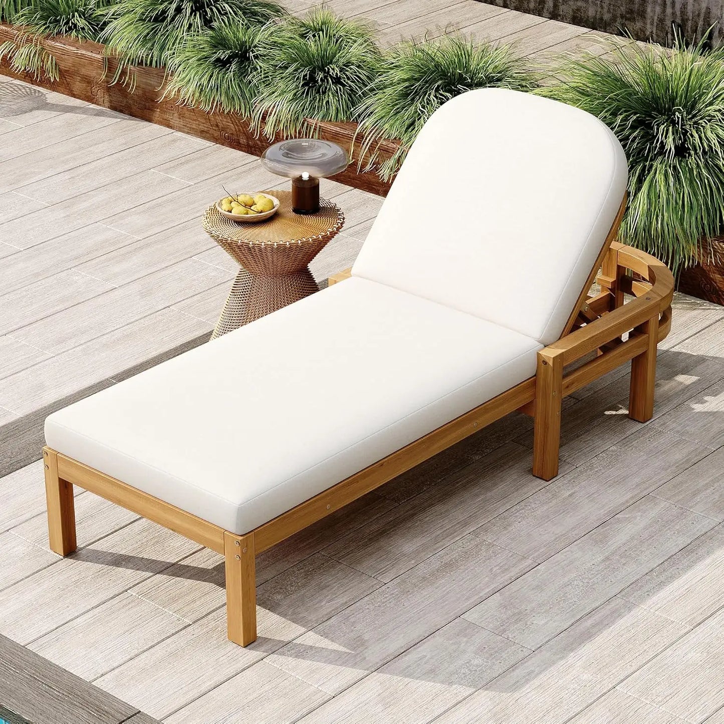 Outdoor 5-Position Adjustable Chaise Lounge Set With Steel Frame Cushions